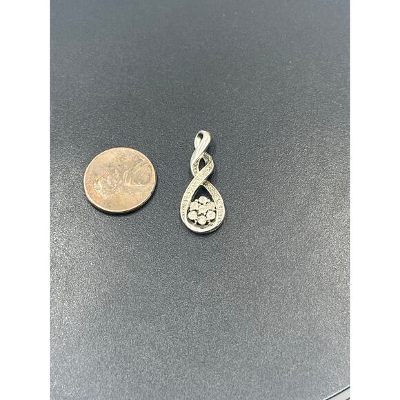 Zales Jewelers Vintage  Sterling
Silver Diamond Infinity Drop Pendant Slide - Picture 2 of 9